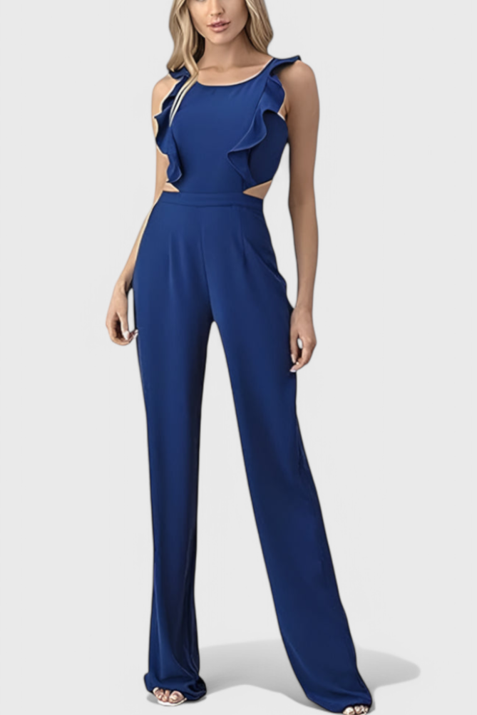 Wide Leg Jumpsuit Sleeveless with Cut-Out Detail and High Waist