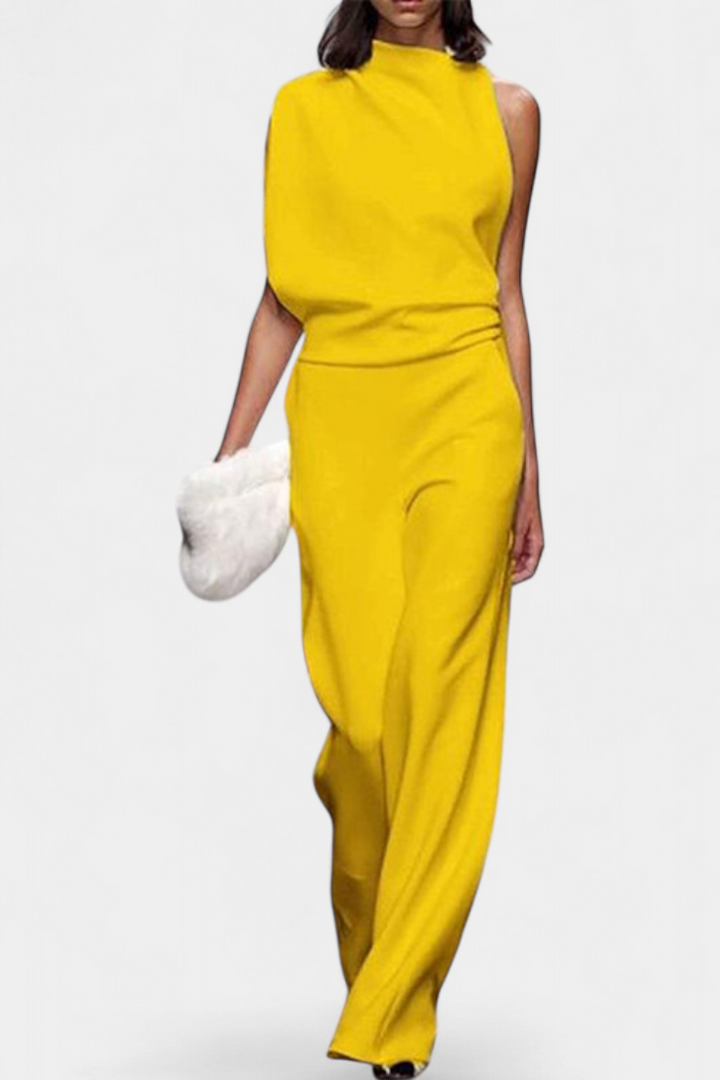 One Shoulder Jumpsuit Wide Leg for Women - Evening Formal