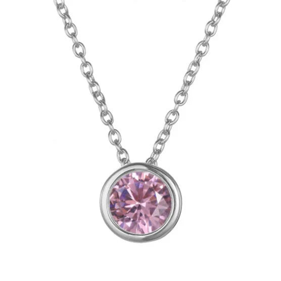 Birthstone Necklace White Gold Dainty Pendant for Women