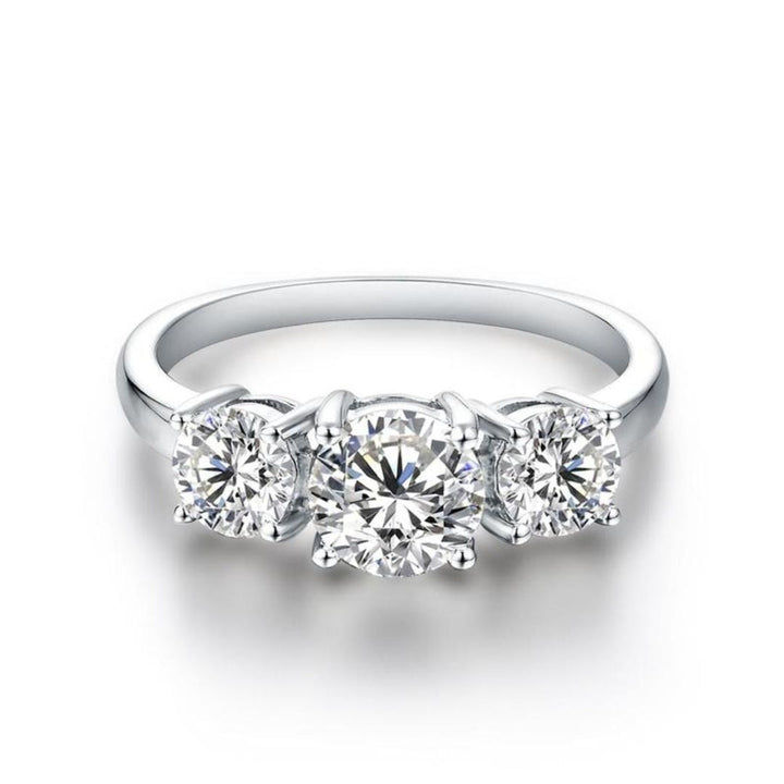 Triple Stone Ring in White Gold | Elegant Stacked Band for Women