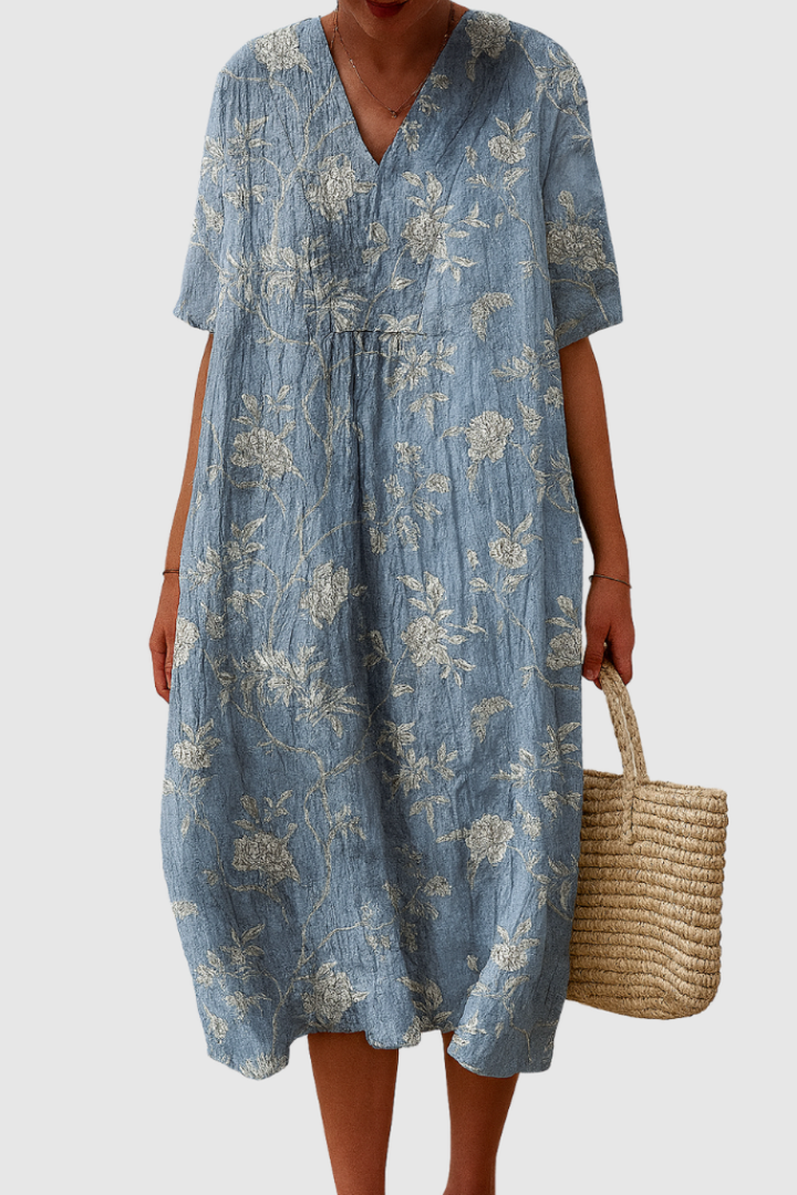 Lagoon Dress - Relaxed Fit Midi Dress With Artistic Print