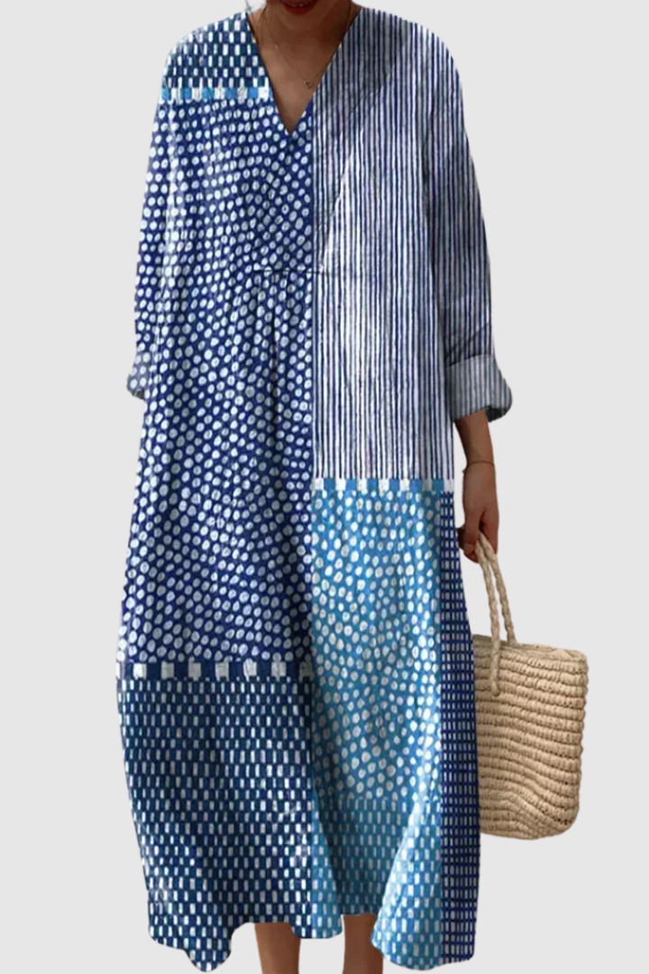 Wave Print Dress Relaxed Fit Summer Dress for Women