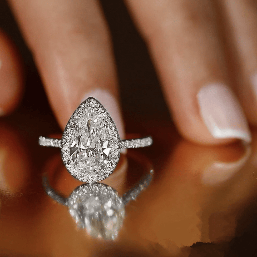 White Gold Statement Ring - Modern Elegant Design