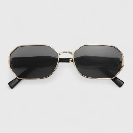 Geometric Sunglasses with Gradient Lenses and Gold Accents