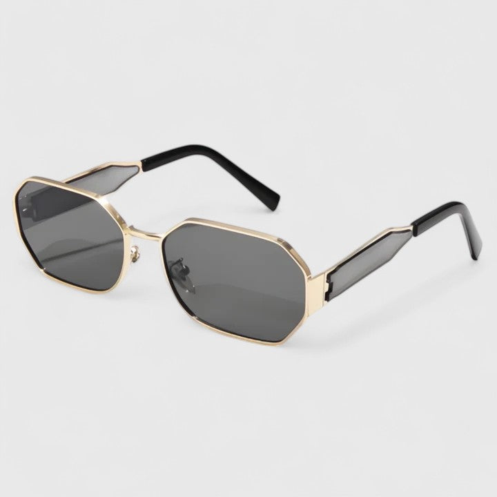 Geometric Sunglasses with Gradient Lenses and Gold Accents