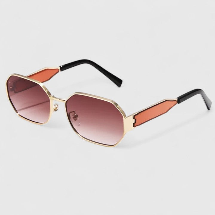 Geometric Sunglasses with Gradient Lenses and Gold Accents