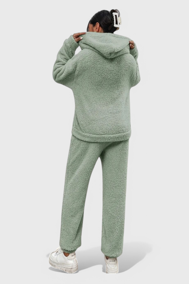 Cozy Teddy Lounge Set - Two Piece Hoodie and Pants