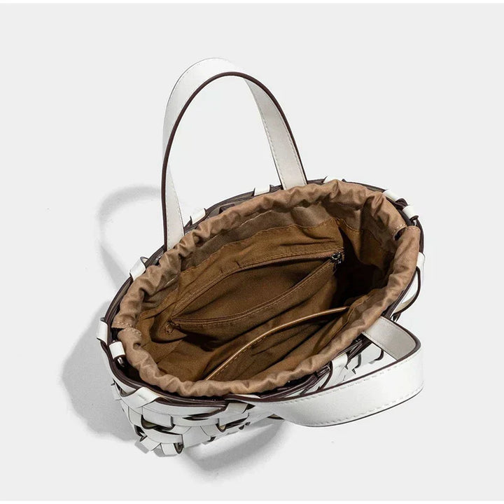 Handwoven Leather Handbag with Crossbody Strap for Women