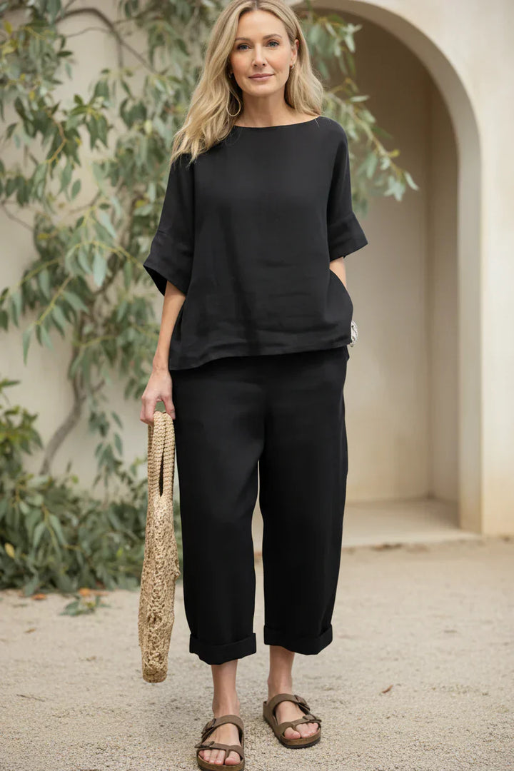 Two Piece Set for Women Relaxed Linen Top and Trouser