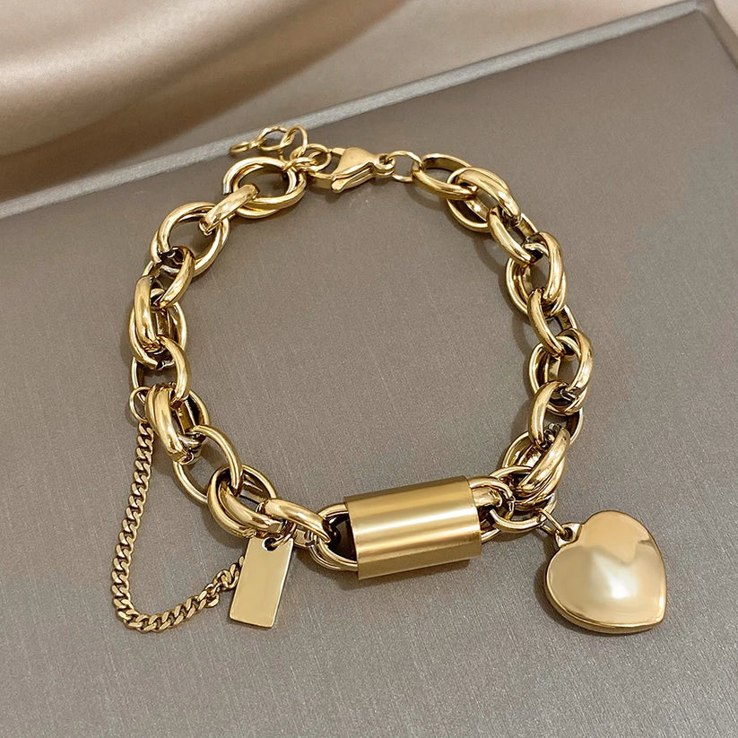 Chunky White Gold Bracelet - Statement Cuff for Women