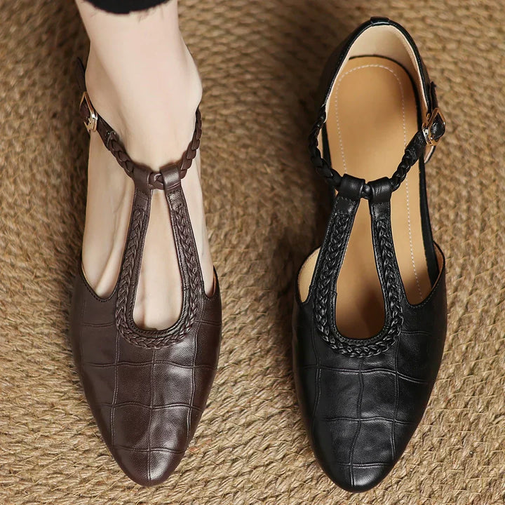 Leather Mary Jane Flats | Classic Ankle Strap Shoes