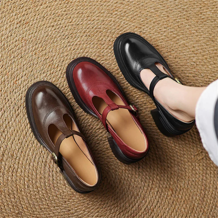 Chunky Heel Mary Jane Pumps With Ankle Strap