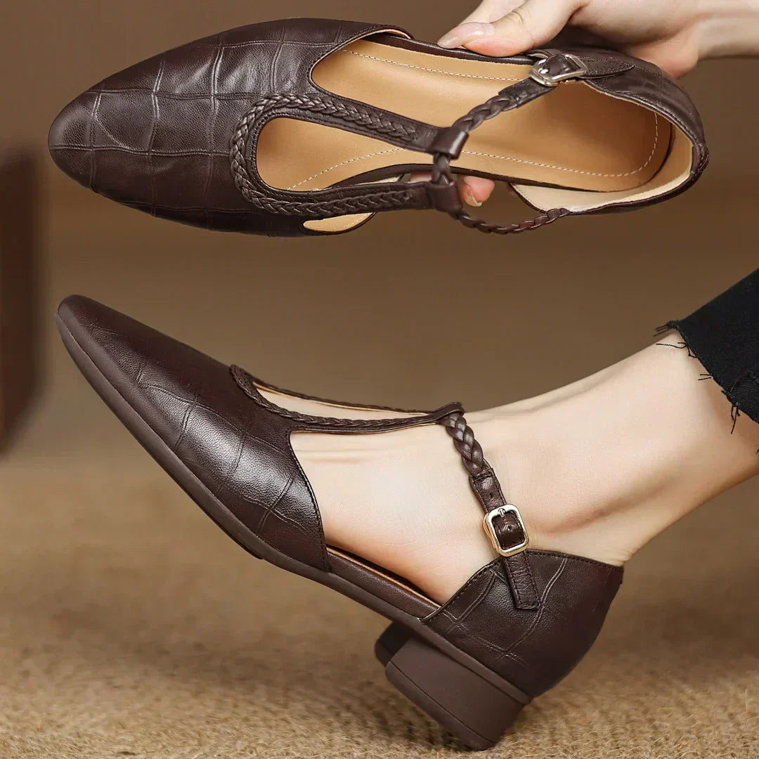Leather Mary Jane Flats | Classic Ankle Strap Shoes