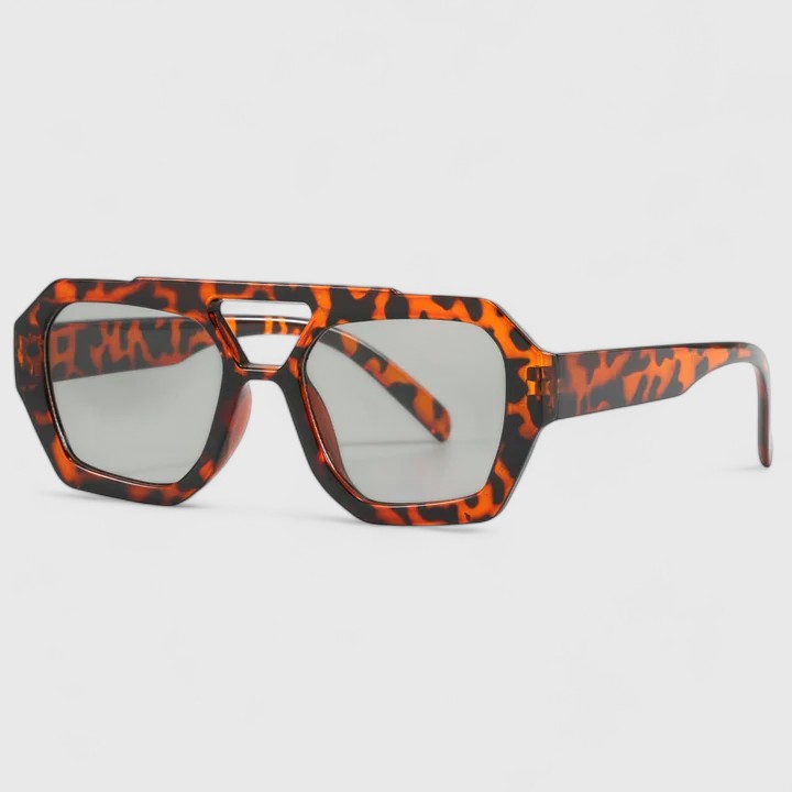 Leopard Print Sunglasses with Double Bridge Design for Women