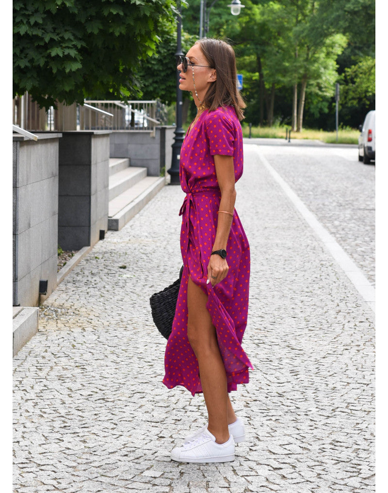 Floral V-Neck Maxi Dress for Women - Elegant Flowing Style