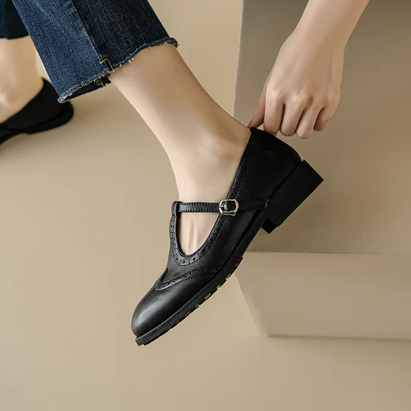 T-Strap Mary Jane Flats for Women - Comfortable All Day Shoes