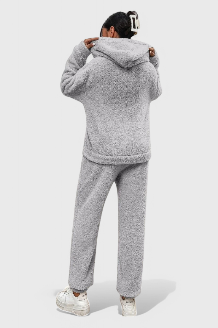 Cozy Teddy Lounge Set - Two Piece Hoodie and Pants