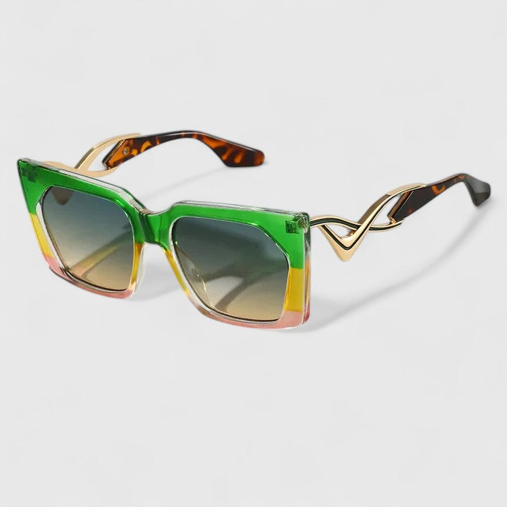 Women's Oversized Sunglasses with Gold Accent Temples