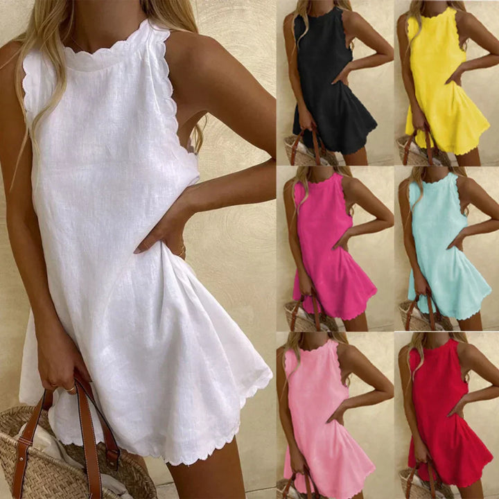Short Dress With Wavy Trim Detail for Women