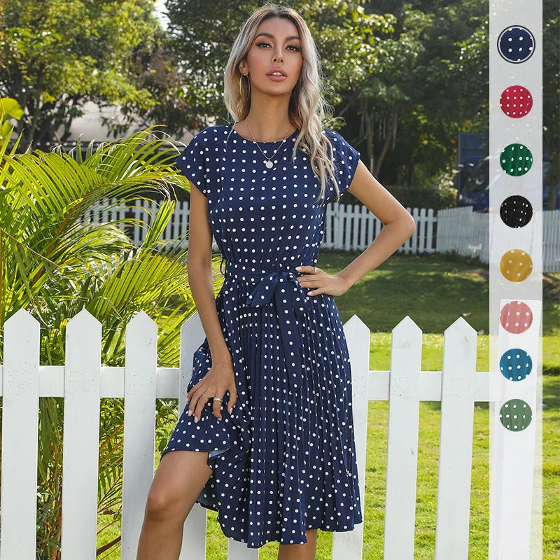 Polka Dot Midi Dress for Women - Timeless Floral Print