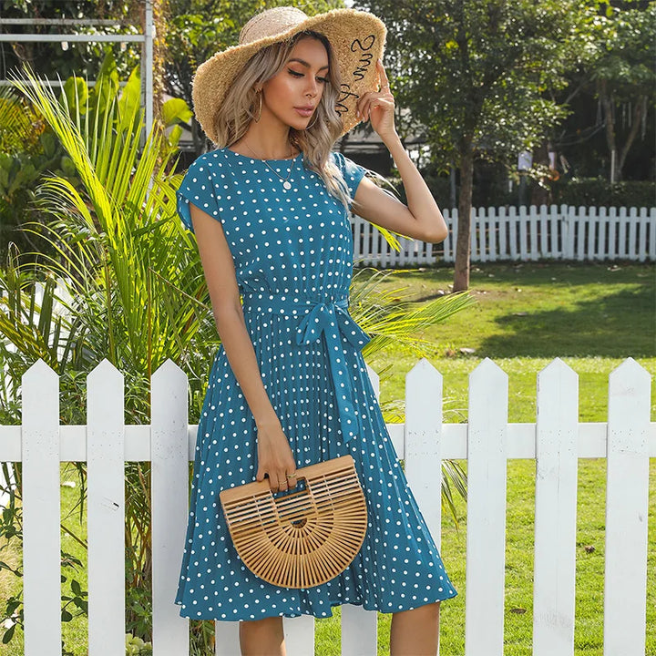 Polka Dot Midi Dress for Women - Timeless Floral Print