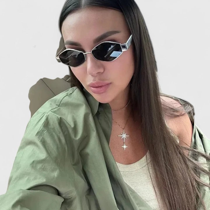 Hexagon Sunglasses Women Vintage Metal Frame UV Protection