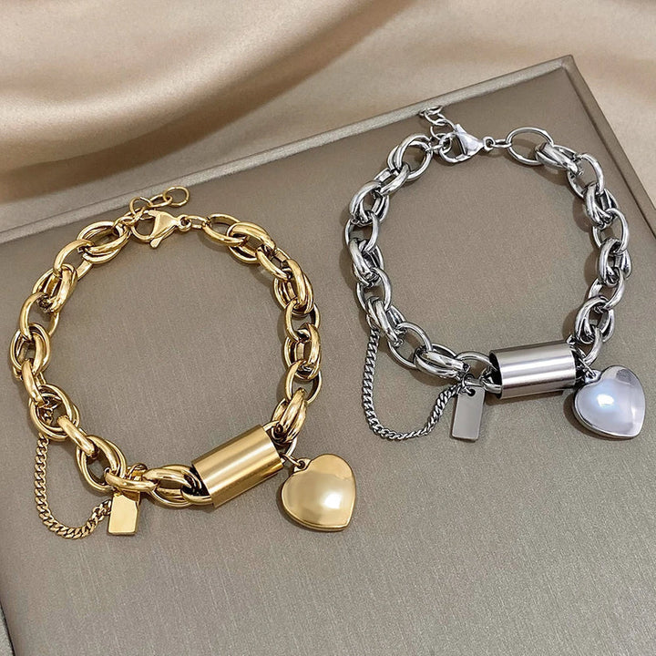 Chunky White Gold Bracelet - Statement Cuff for Women