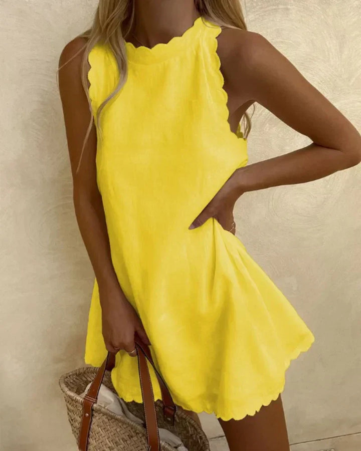 Short Dress With Wavy Trim Detail for Women