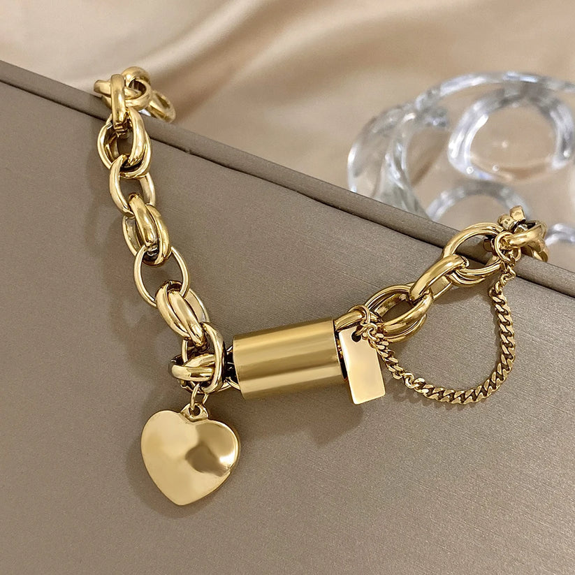 Chunky White Gold Bracelet - Statement Cuff for Women
