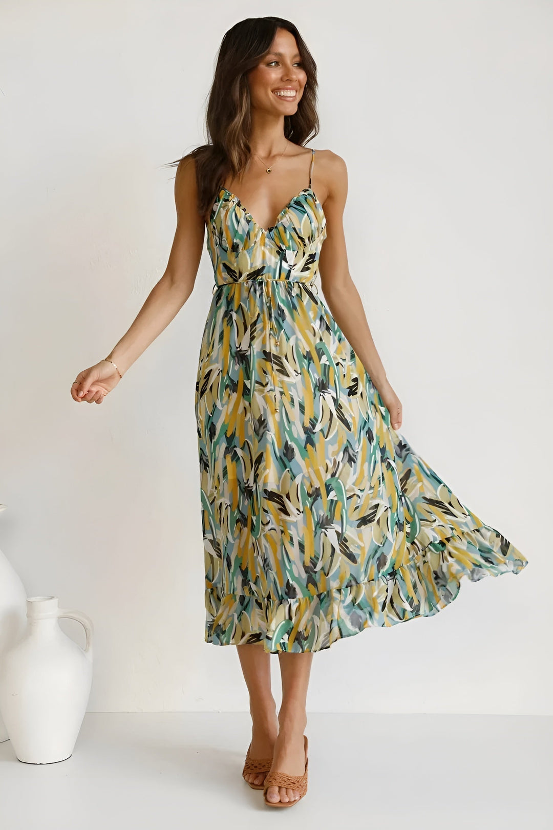 Patterned Spring Dress for Women - Elegant Floral Print Dress