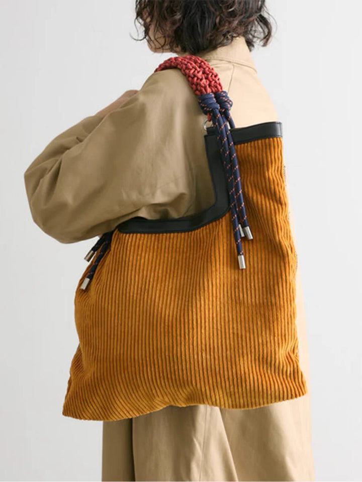 Bucket Leather Bag - Everyday Tote with Rope Handles