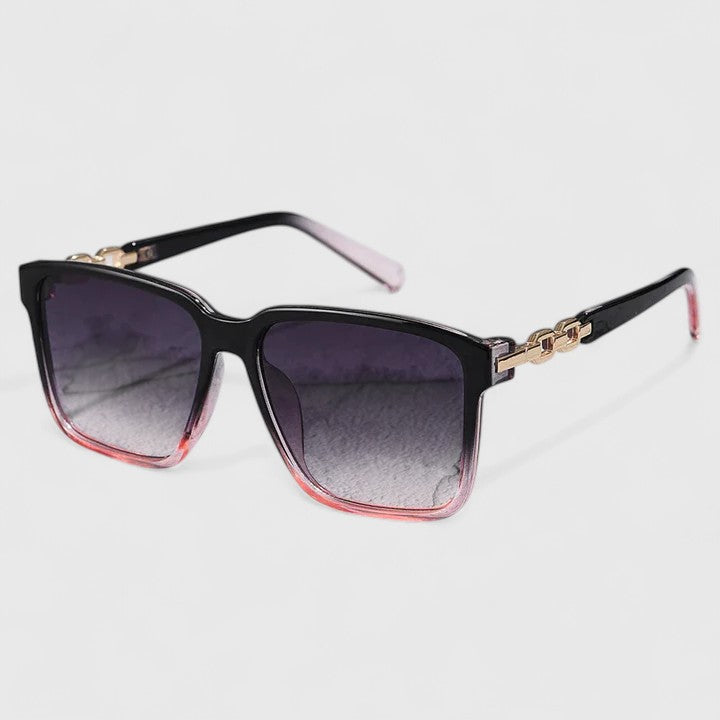 Square Sunglasses for Women with Gold Chain Arms - UV Protection