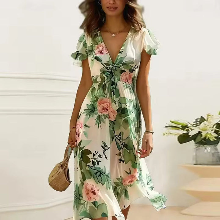 Floral Dress for Women - Elegant Spring Summer Midi Dress