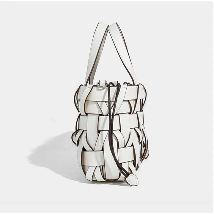 Handwoven Leather Handbag with Crossbody Strap for Women