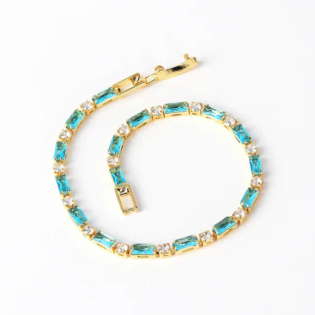 Turquoise Stone Bracelet with Gold Accents