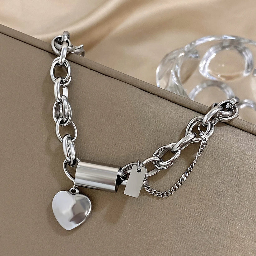 Chunky White Gold Bracelet - Statement Cuff for Women
