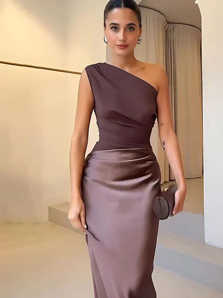 Maxi Dress in Satin - Elegant Long Dress for Women