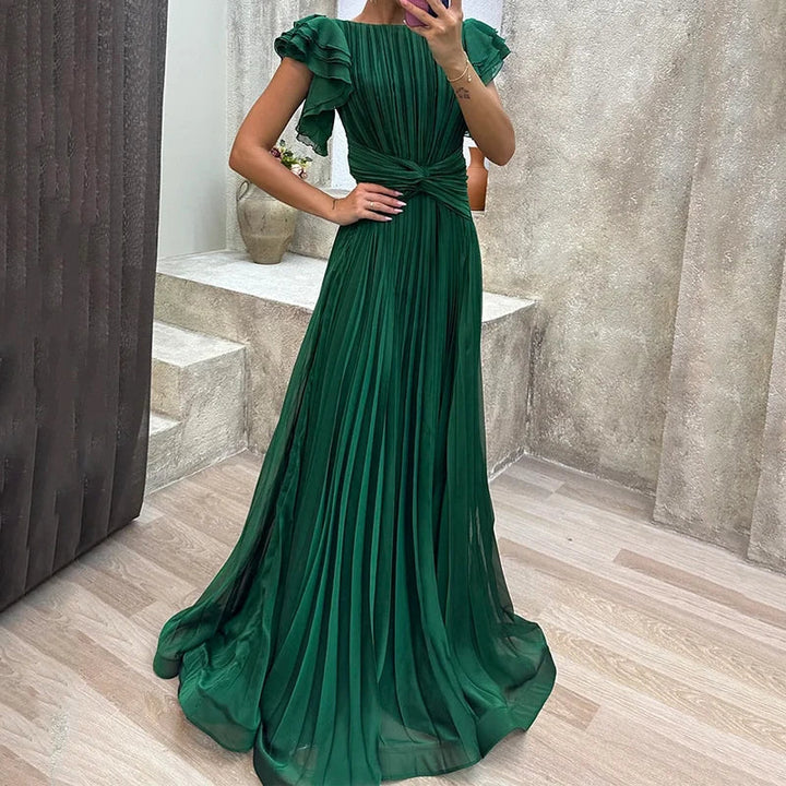 Pleated Evening Dress for Women | Elegant Maxi Dress