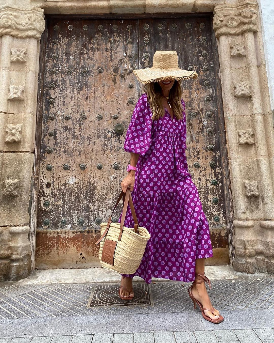 Bohemian Maxi Dress with V-Neck for Women