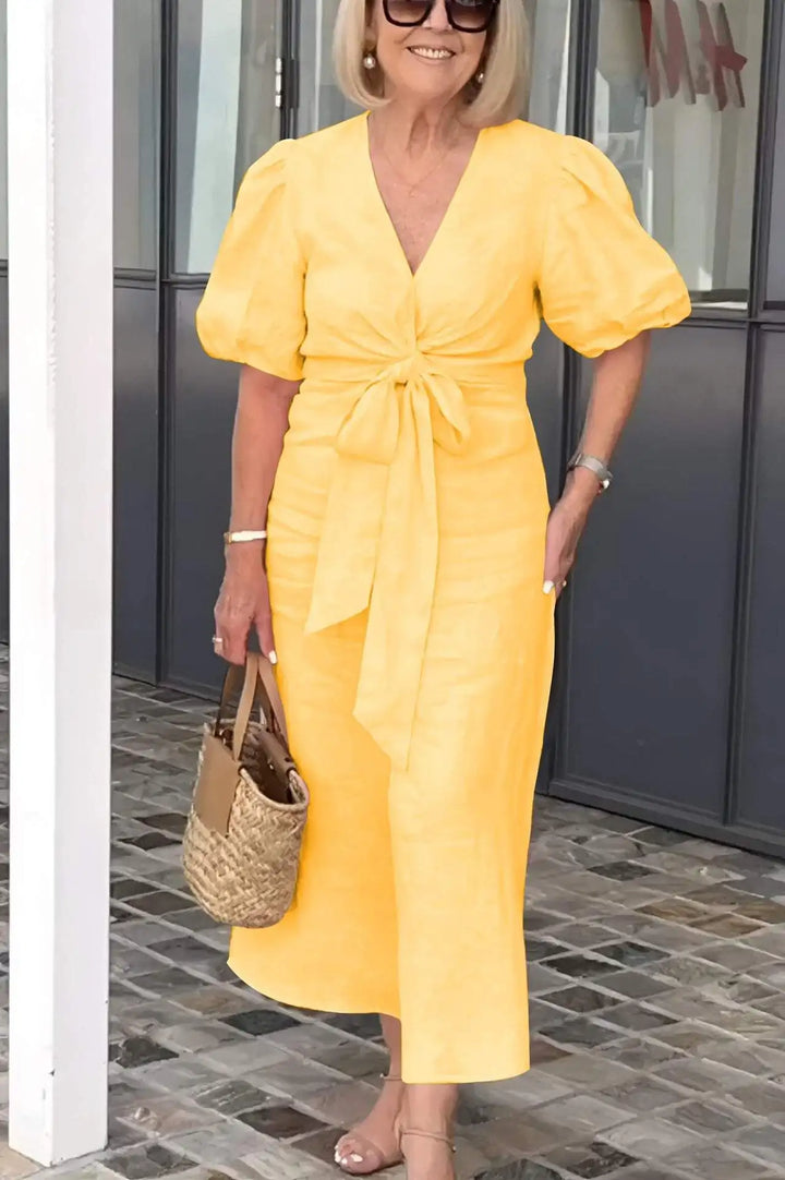 Elegant V-Neck Dress for Women - Timeless Flattering Style