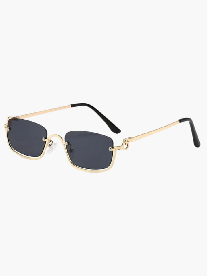 Rectangular Sunglasses with Polarized Lenses - Gold Frame