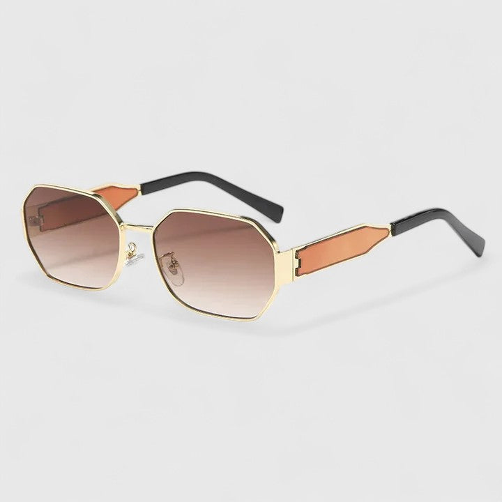 Geometric Sunglasses with Gradient Lenses and Gold Accents