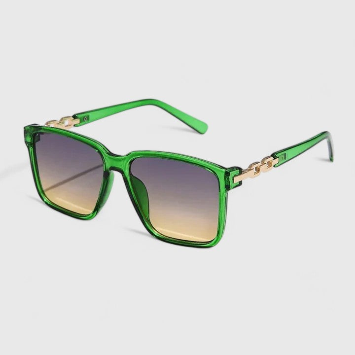 Square Sunglasses for Women with Gold Chain Arms - UV Protection