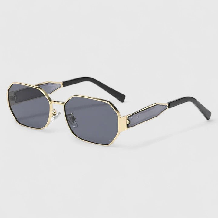 Geometric Sunglasses with Gradient Lenses and Gold Accents
