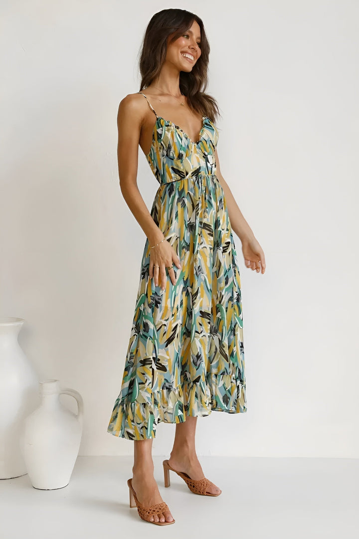Patterned Spring Dress for Women - Elegant Floral Print Dress