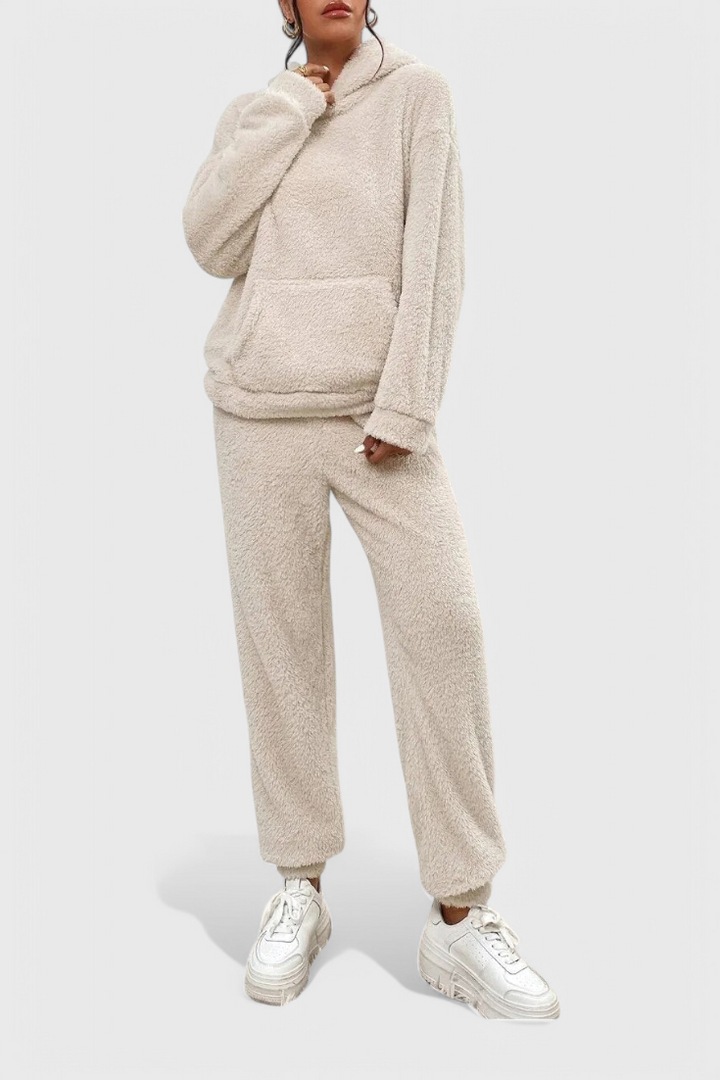 Cozy Teddy Lounge Set - Two Piece Hoodie and Pants
