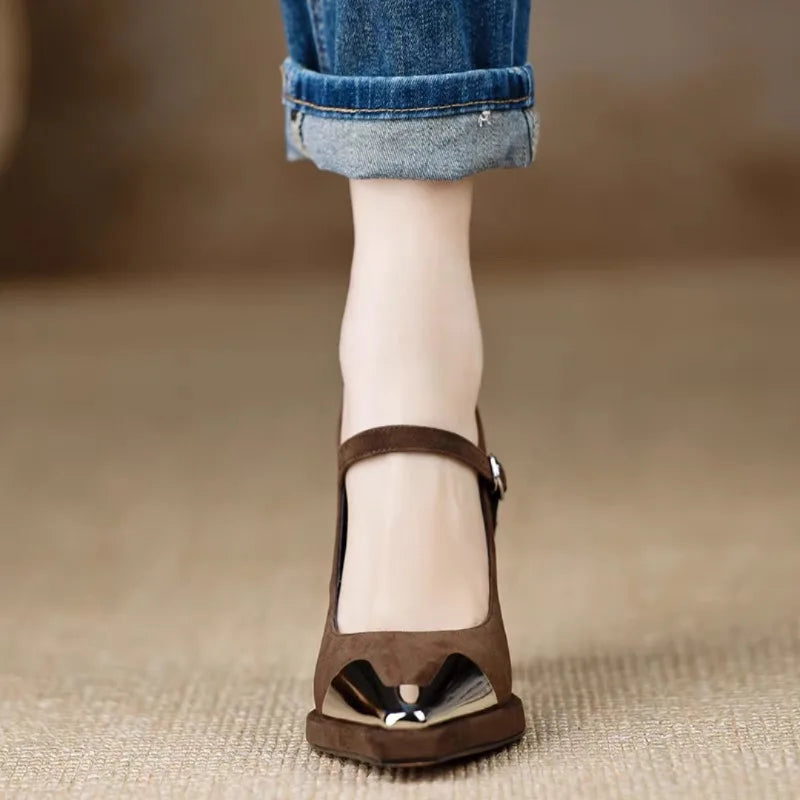 Mary Jane Pumps with Ankle Strap for Women