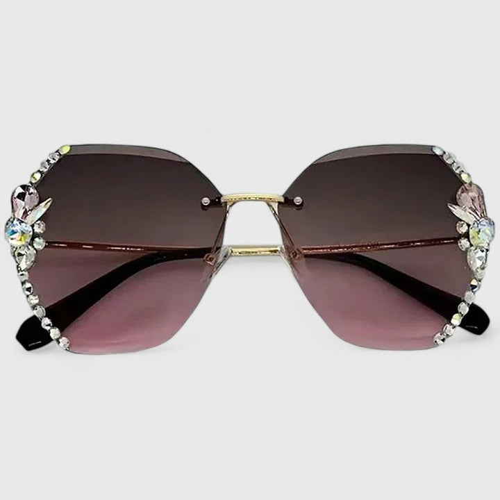 Rimless Sunglasses with Rhinestone Accents for Women