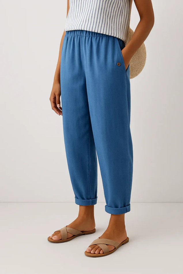 Linen Cotton Trousers for Women - Relaxed Fit Pants
