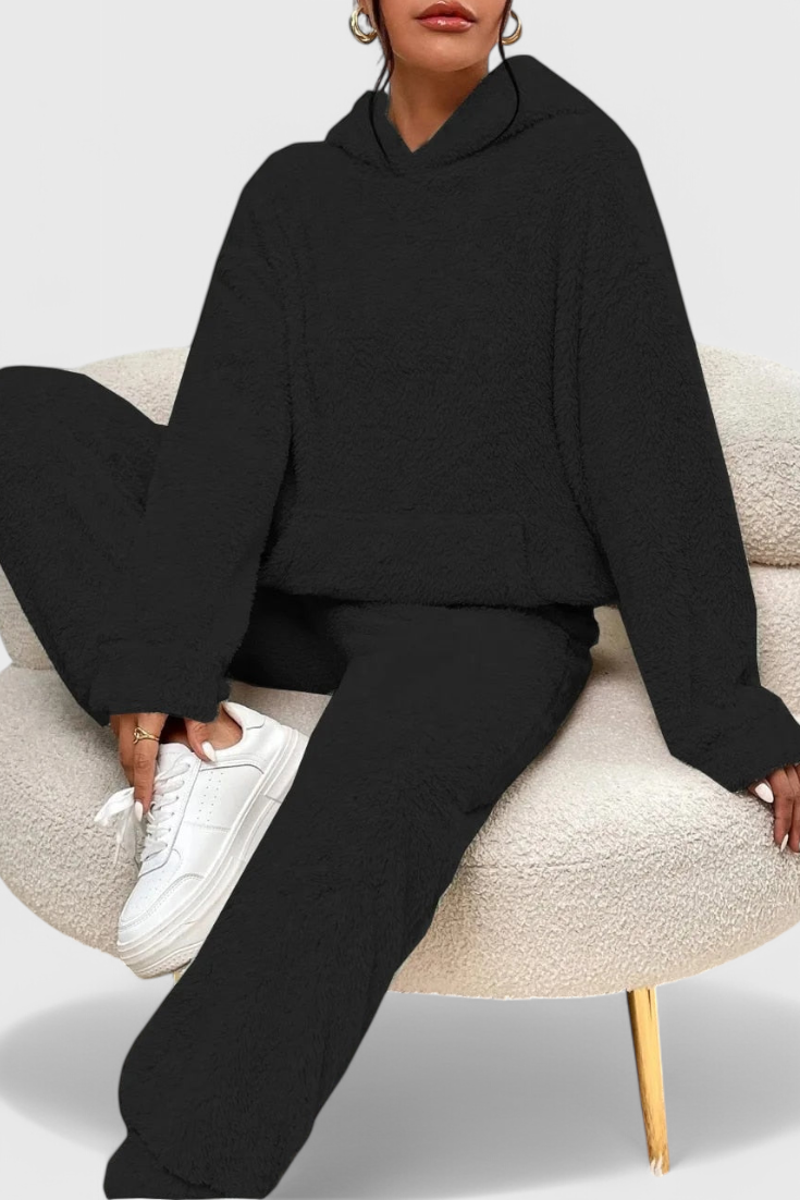 Cozy Teddy Lounge Set - Two Piece Hoodie and Pants